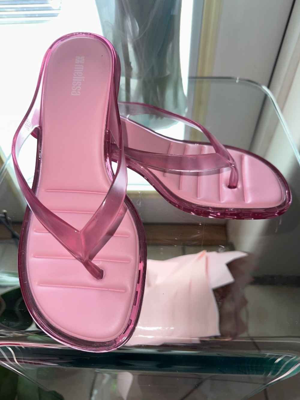 Melissa Translucent Pink Jelly Slide Sandals - Picture 6 of 7